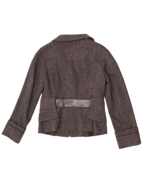 Zara Dame 2 Button Blazer Jacket UK 12 Medium Grey Herringbone