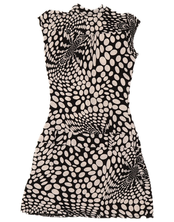 GUESS BY MARCIANO Womens Drop Waist Dress UK 12 Medium Black Spotted