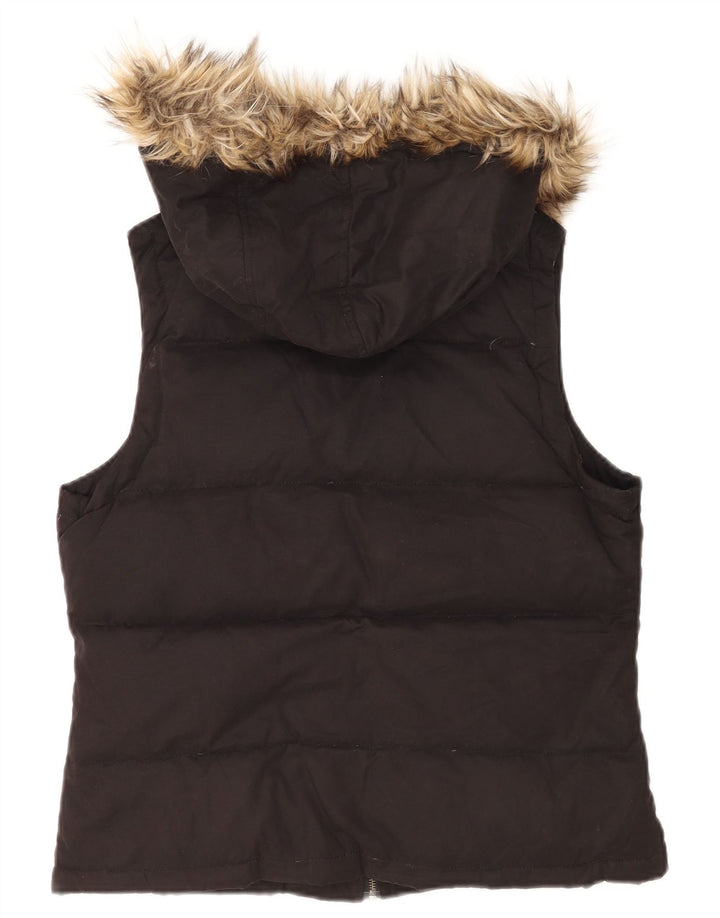 MINT VELVET Dame hætte polstret Gilet UK 12 Medium Black Polyester