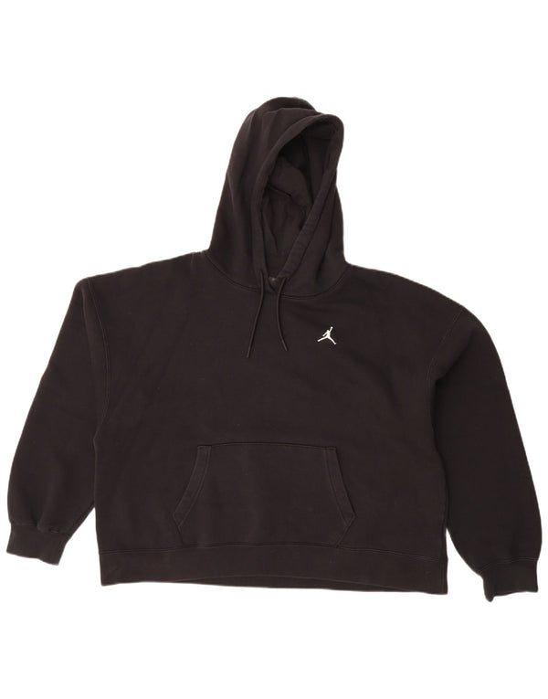 Jordan Womens Air Loose Fit Hoodie Jumper UK 14 Medium Black Cotton