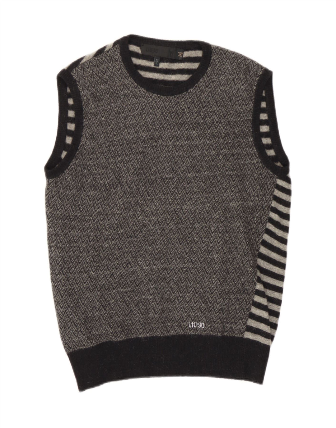Liu Jo Dame Vest Tank Top IT 52 XL Grå Chevron Alpaca Uld