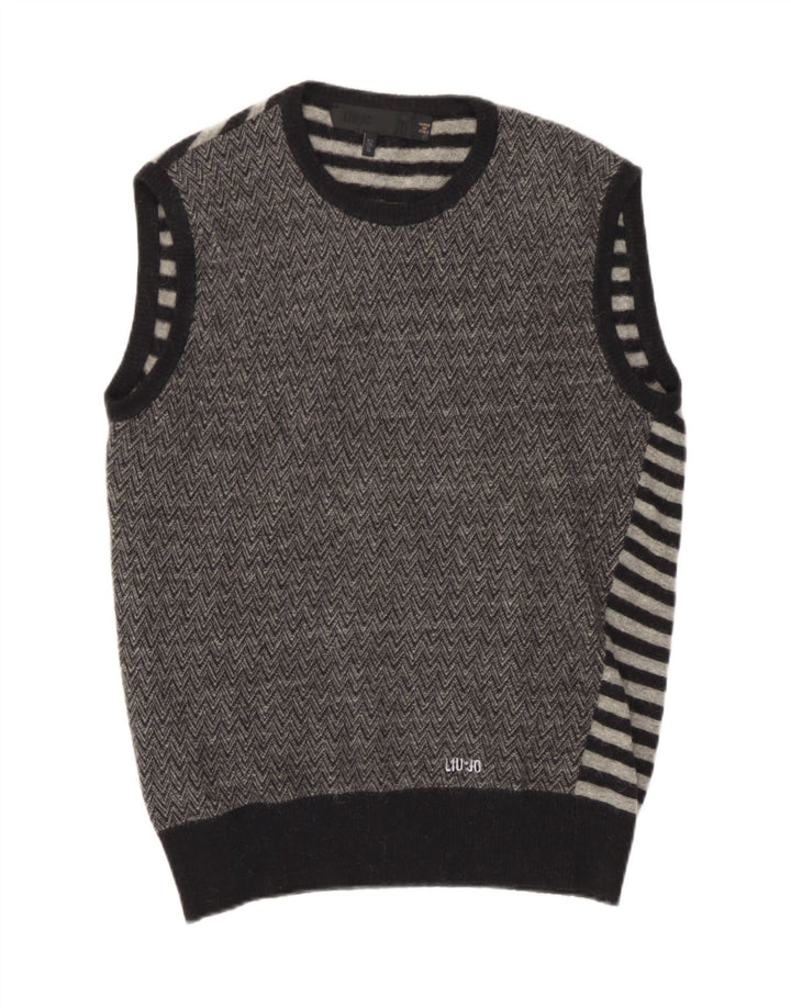 Liu Jo Dame Vest Tank Top IT 52 XL Grå Chevron Alpaca Uld