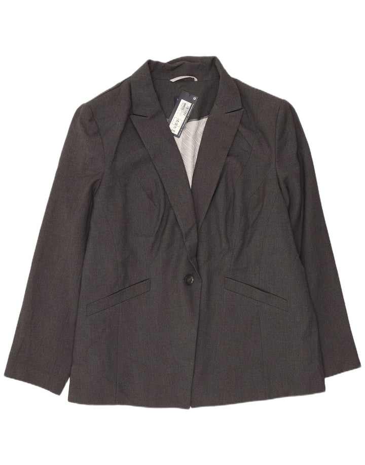 Marks & Spencer Dame 1-knaps blazerjakke UK 24 4XL Grå Polyester