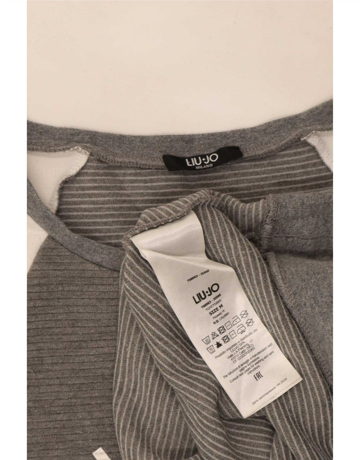 Liu Jo Graphic Sweatshirt Jumper UK 14 Medium Grey Colourblock