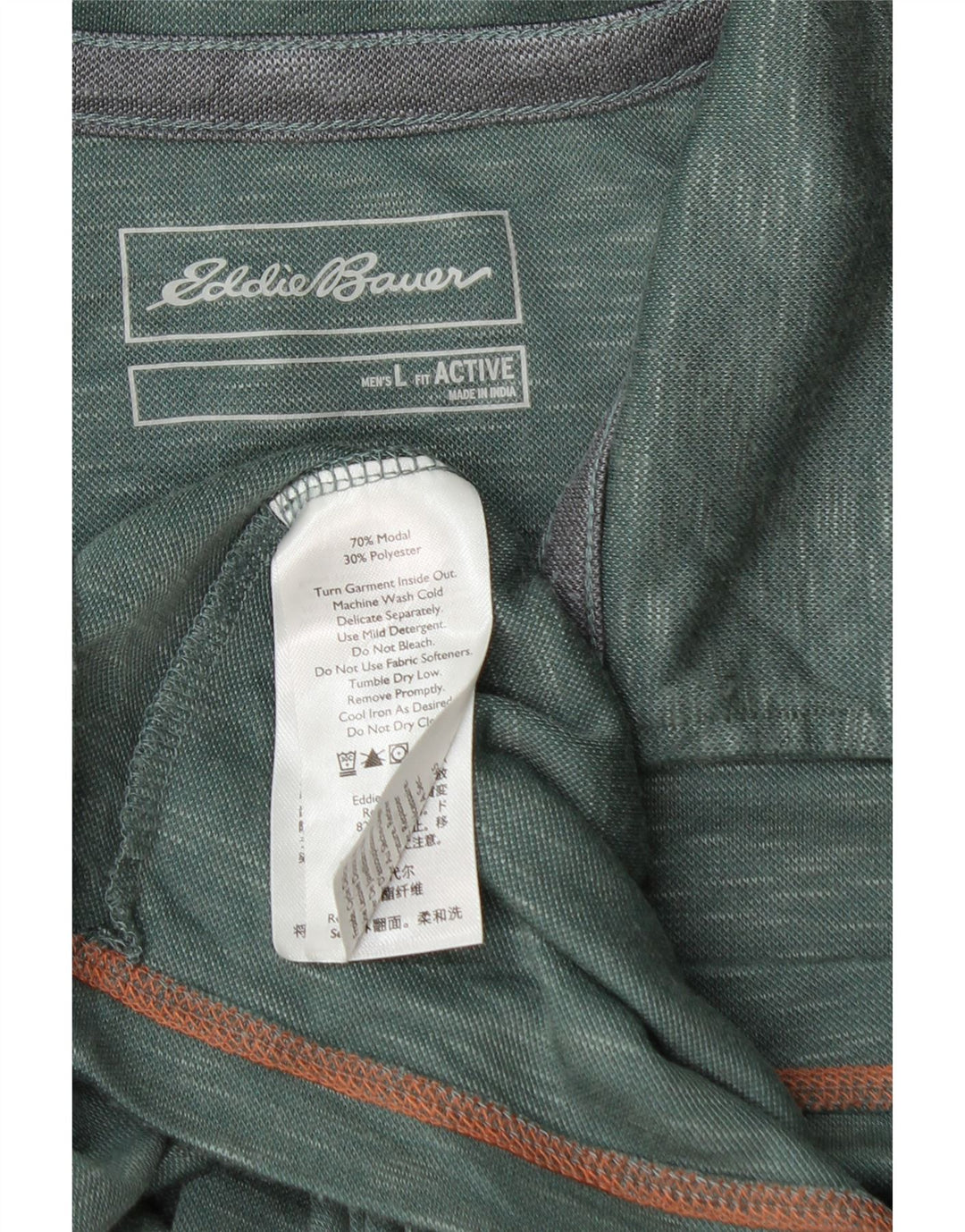 EDDIE BAUER Poloshirt til mænd Large Green Flecked Modal