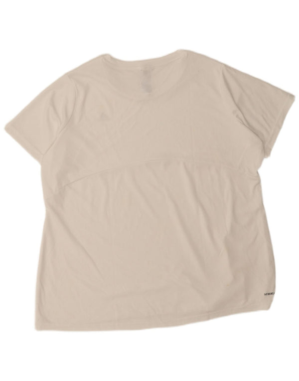 Adidas Dame Aeroready T-Shirt Top UK 28/30 3XL Hvid Polyester