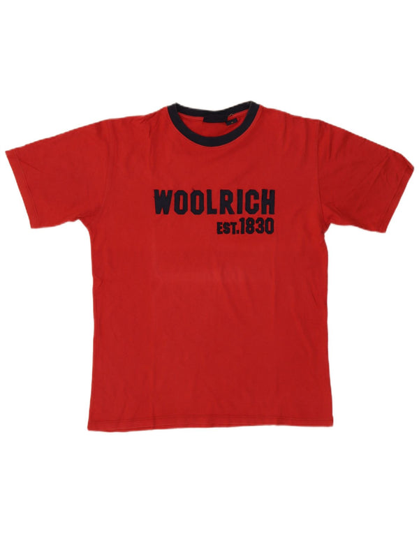 WOOLRICH Herre grafisk T-shirt Top Medium Rød Bomuld