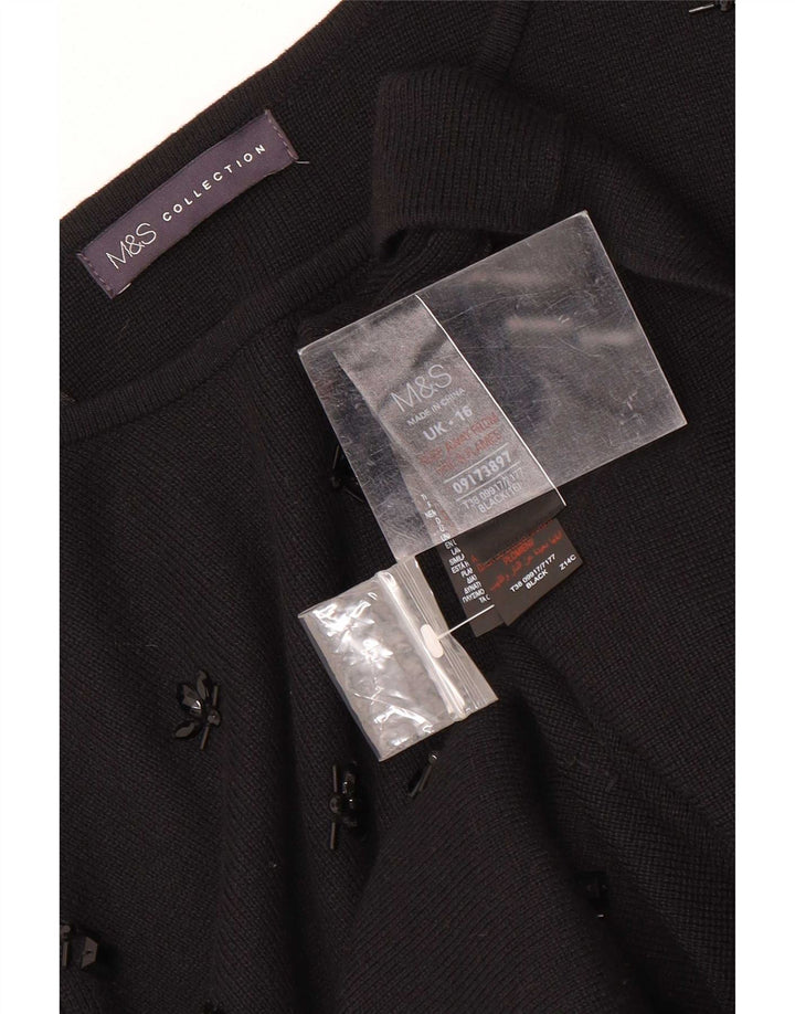 Marks & Spencer Dame Top 3/4 ærmer UK 16 Large Black Viscose