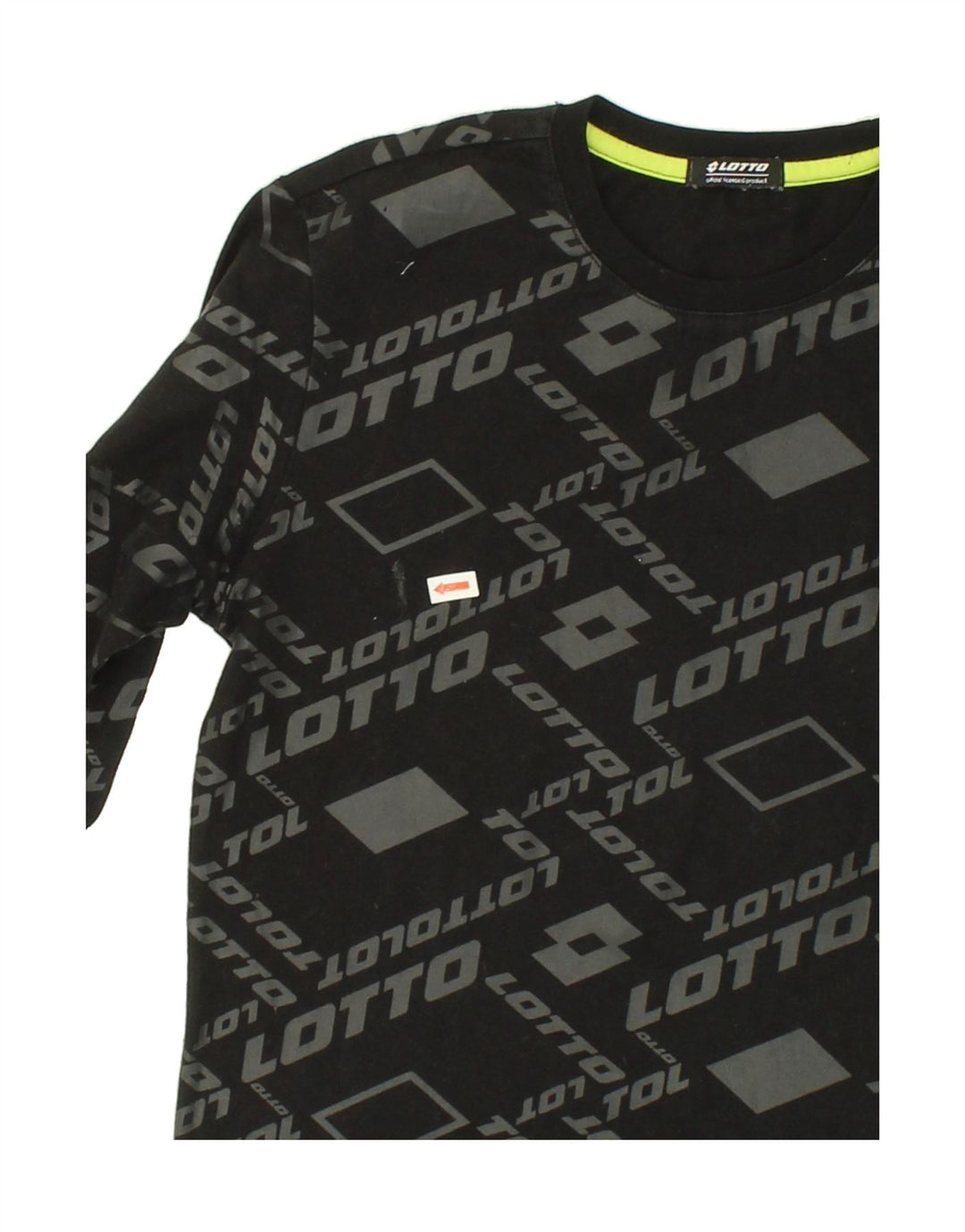 LOTTO Boys Abstract Pattern Graphic Top Long Sleeve 9-10 Years Black Vintage Lotto and Second-Hand Lotto from Messina Hembry 