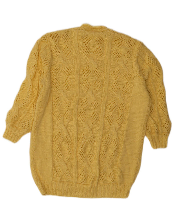 Vintage Dame Longline Turtle Neck Jumper Sweater UK 14 Large Yellow