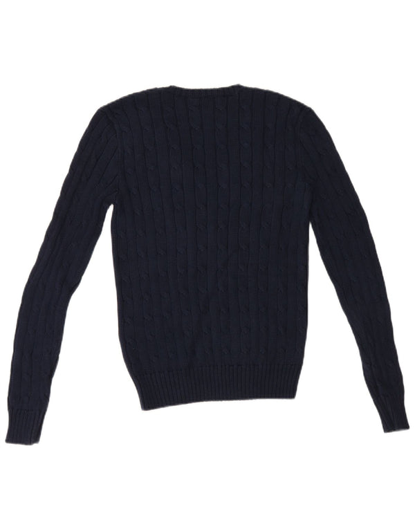 Polo Ralph Lauren Dame V-hals sweater UK 10 Lille marineblå bomuld