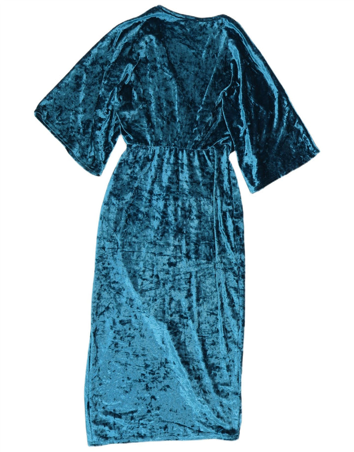 CLUB L LONDON Dame Batwing Maxi Dress UK 10 Small Blue Polyester