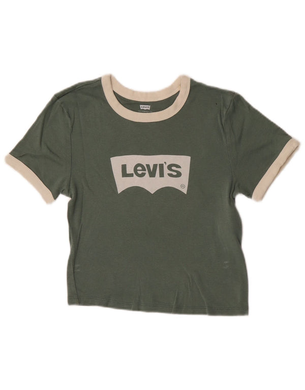 Levi's Girls Grafisk T-Shirt Top 7-8 år XS Grøn Bomuld