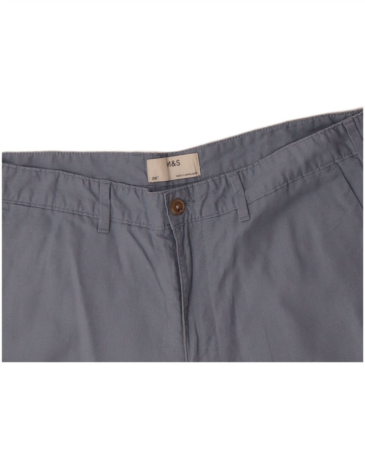 MARKS & SPENCER Mens Chino Shorts W36 Large  Blue Linen