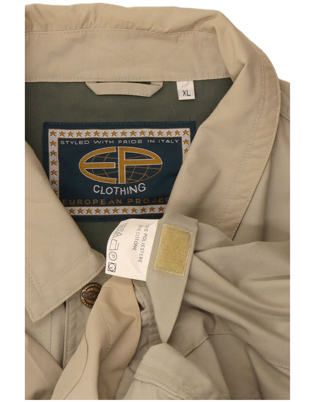 Vintage Herre Utility Jacket UK 42 XL Beige Polyester
