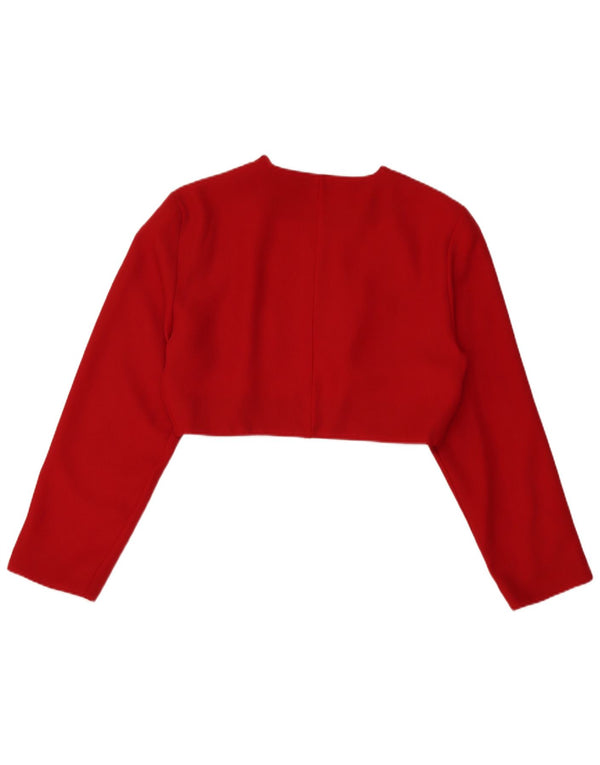Vintage Dame Open Bolero Jacket IT 42 Medium Rød Polyester