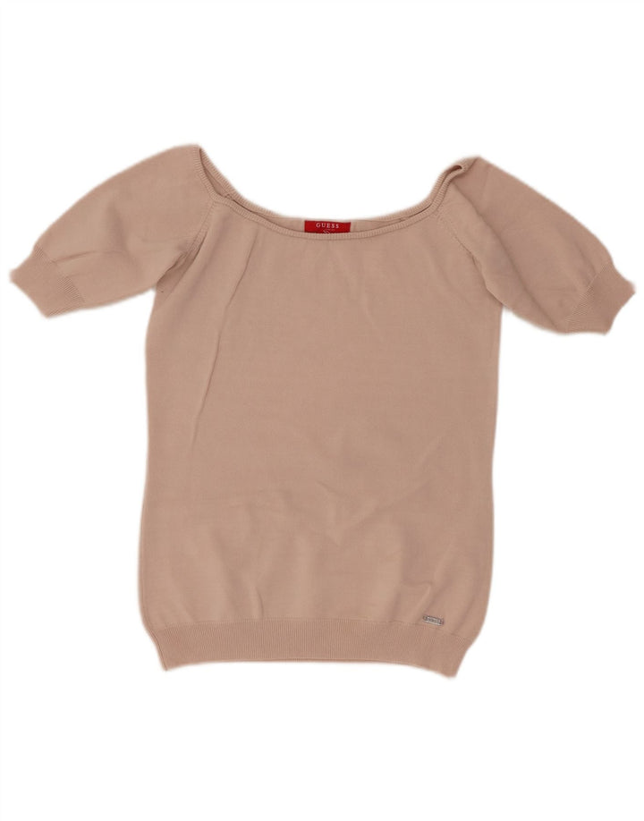 Guess Womens Crop Bluse Top UK 12 Medium Pink Viscose