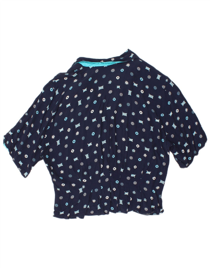 MORLY'S Womens Abstract Pattern Shirt Blouse IT 44 Medium Navy Blue