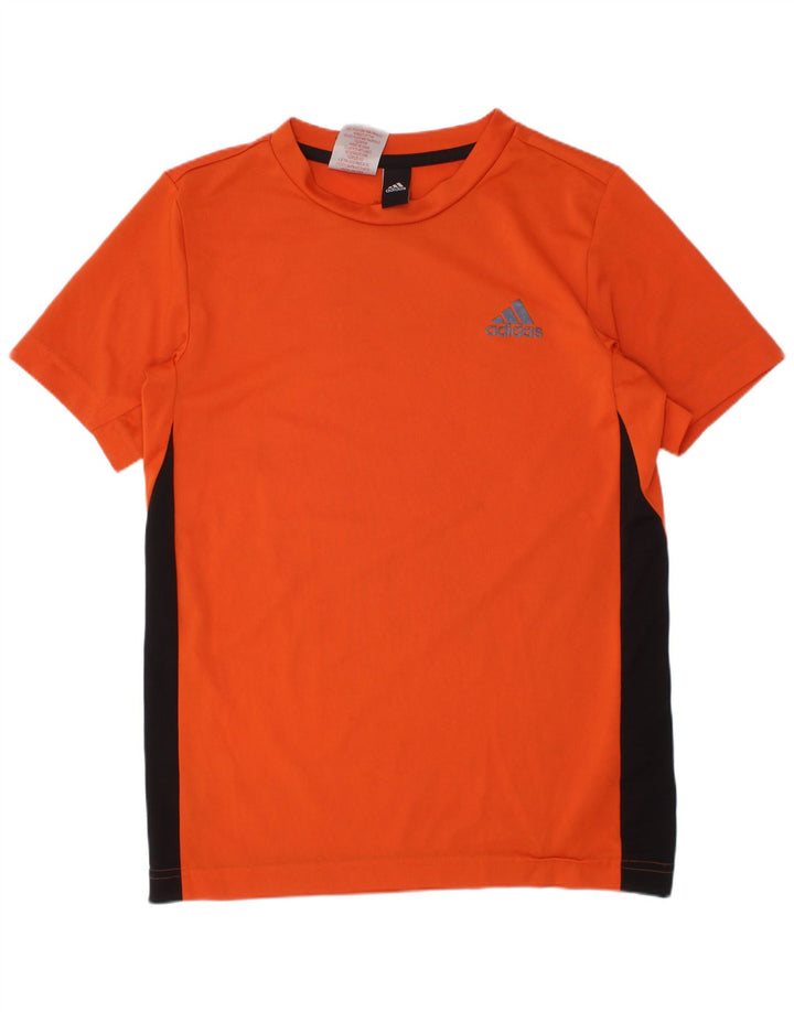 ADIDAS Boys Aeroready T-Shirt Top 11-12 år Orange Colourblock Polyester