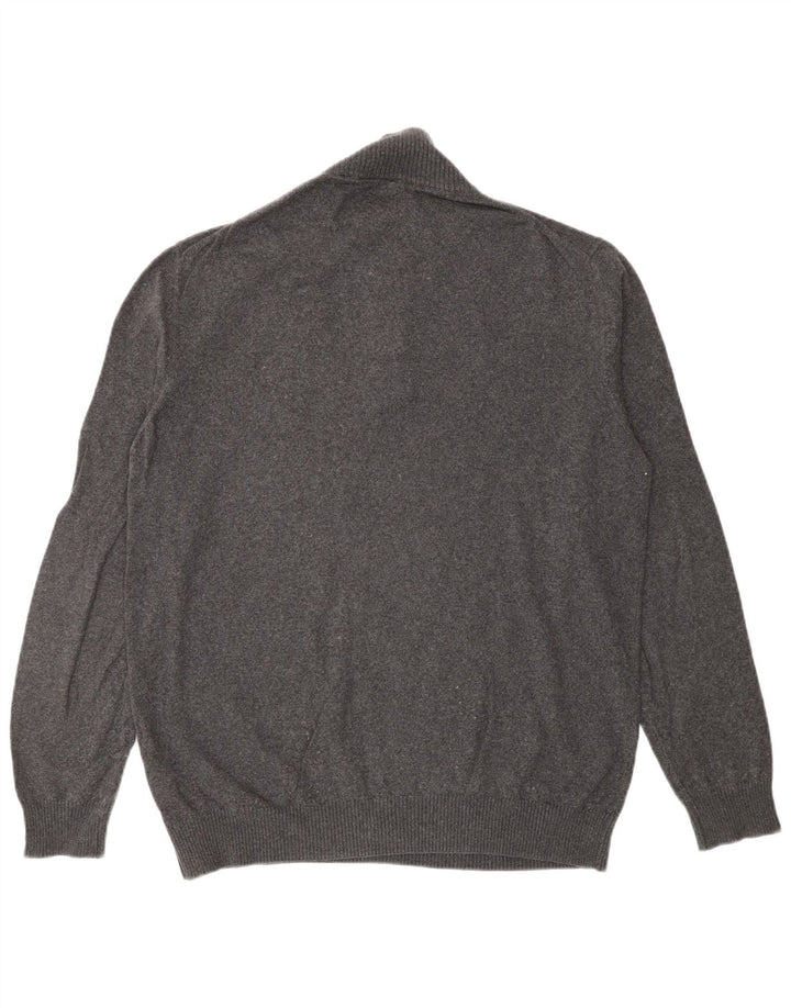Lyle & Scott Herre sweater med lynlåshals, stor grå bomuld