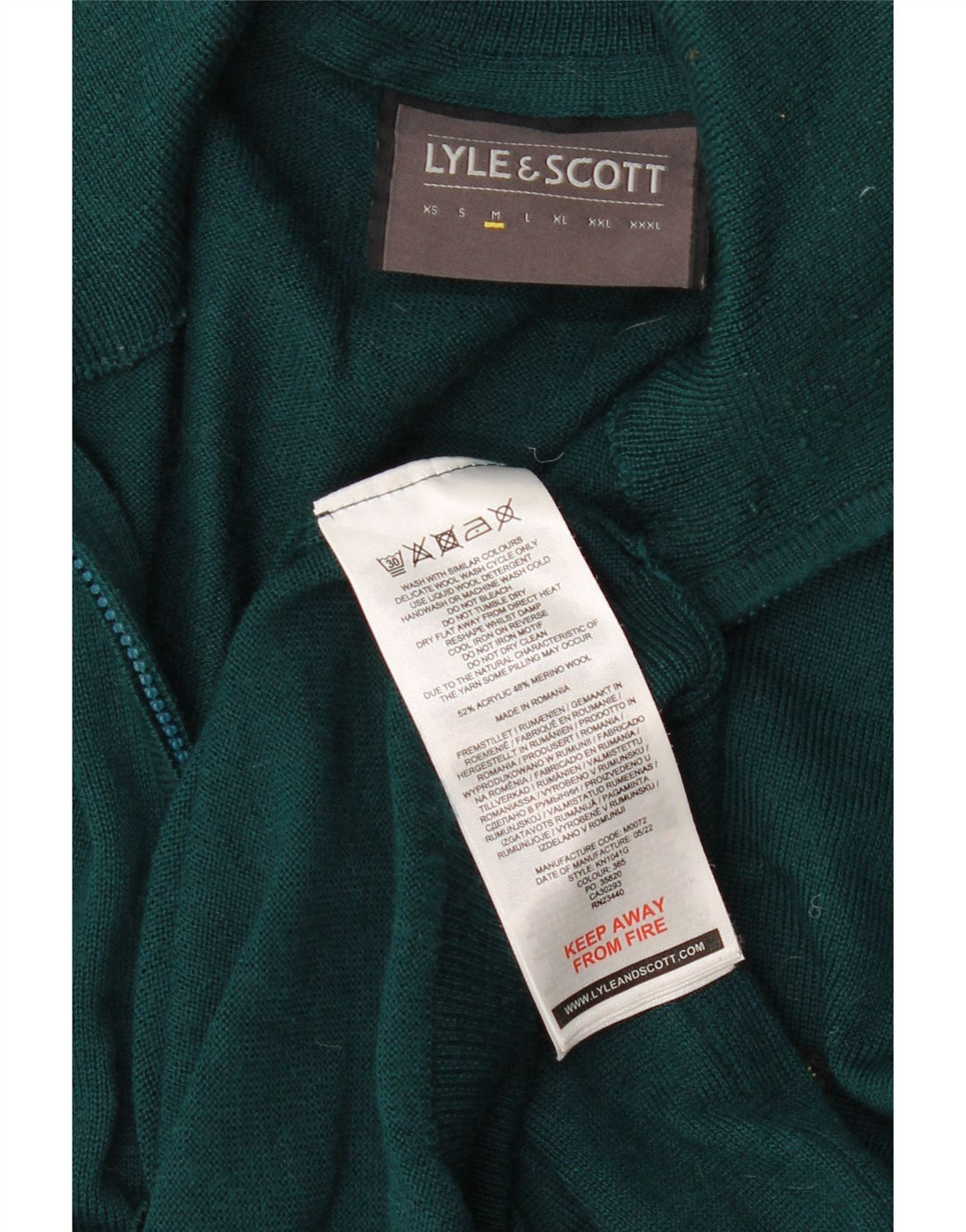 LYLE & SCOTT Herre sweater med lynlåshals mellemgrøn akryl