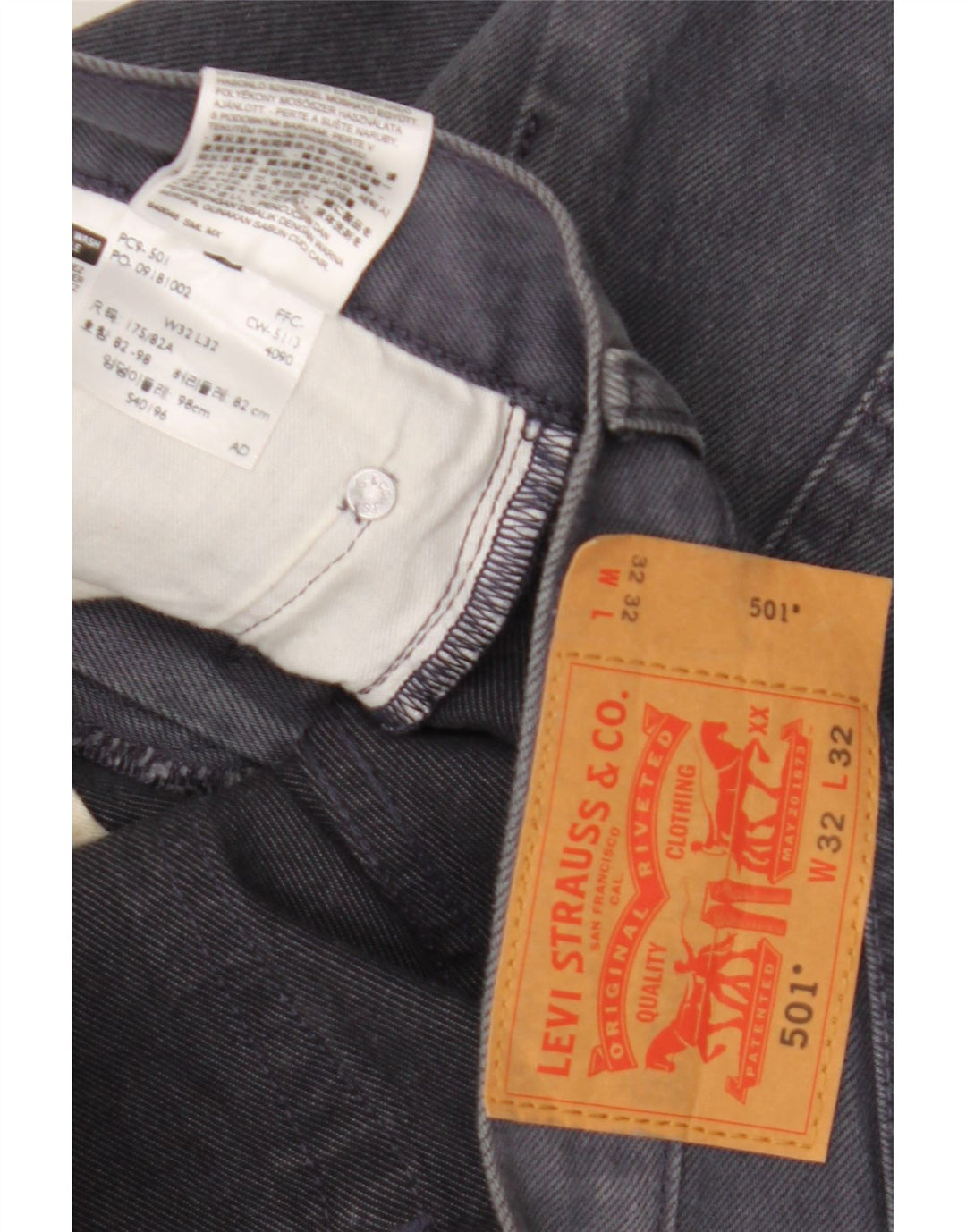 Levi's Herre 501 Straight Jeans W32 L32 Grå Bomuld
