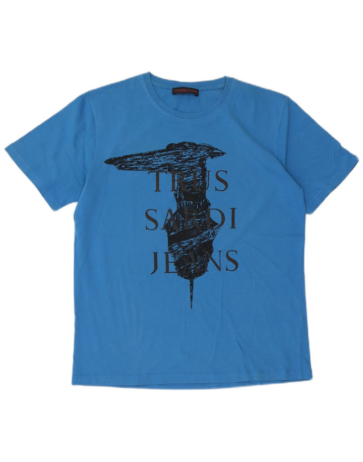 Trussardi Jeans Herre grafisk T-shirt Top Medium Blue