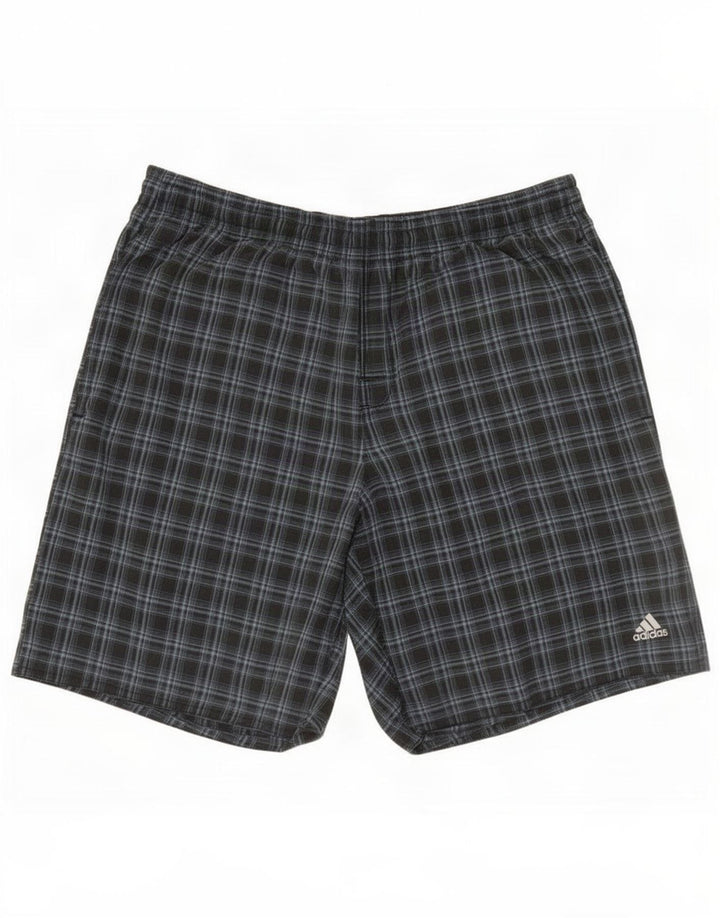 Adidas Badeshorts til mænd, store grå ternet polyester