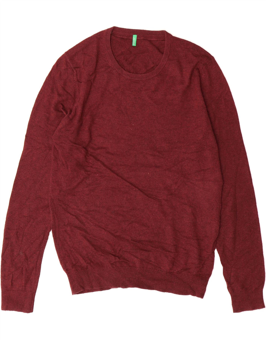 BENETTON Mens Crew Neck Jumper Sweater Medium Burgundy Vintage Benetton and Second-Hand Benetton from Messina Hembry 