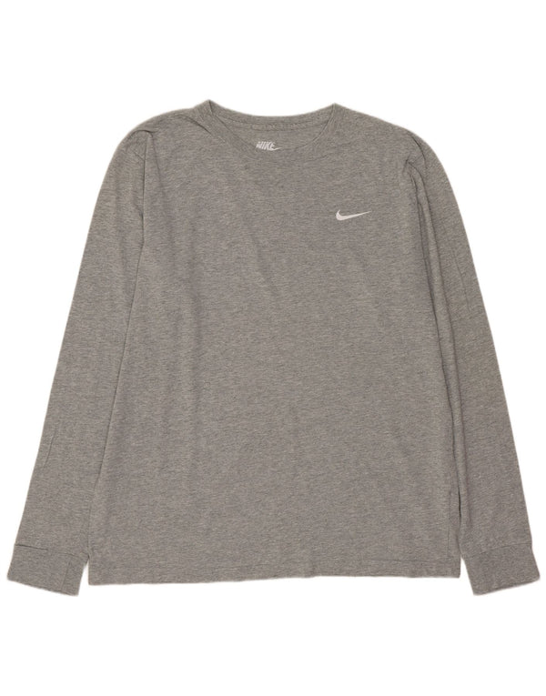 Nike Herre Regular Fit Top Langærmet Stor Grå Flecked Bomuld