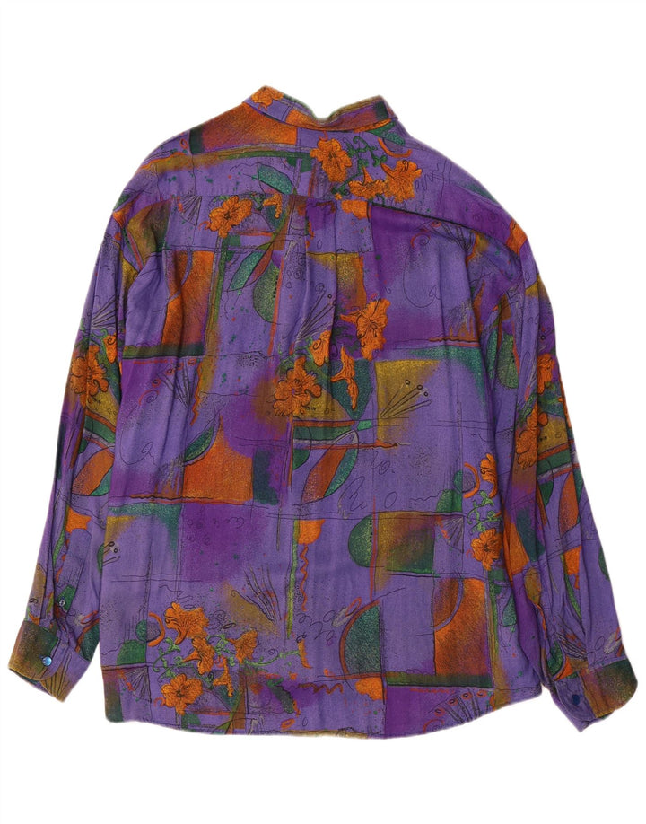 VINTAGE herreskjorte XL Lilla blomsterviscose