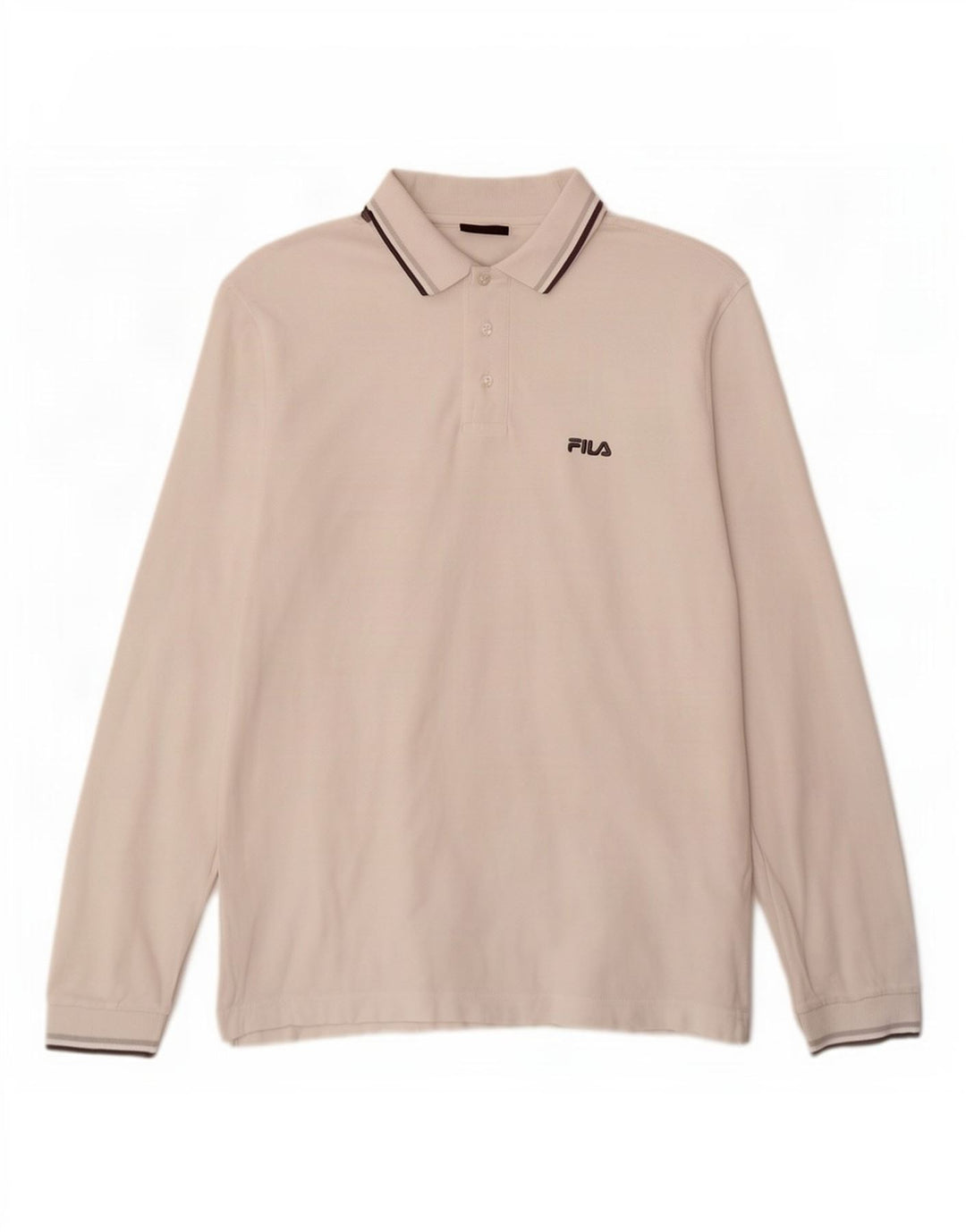 Fila Langærmet poloshirt til mænd Medium hvid stribet bomuld