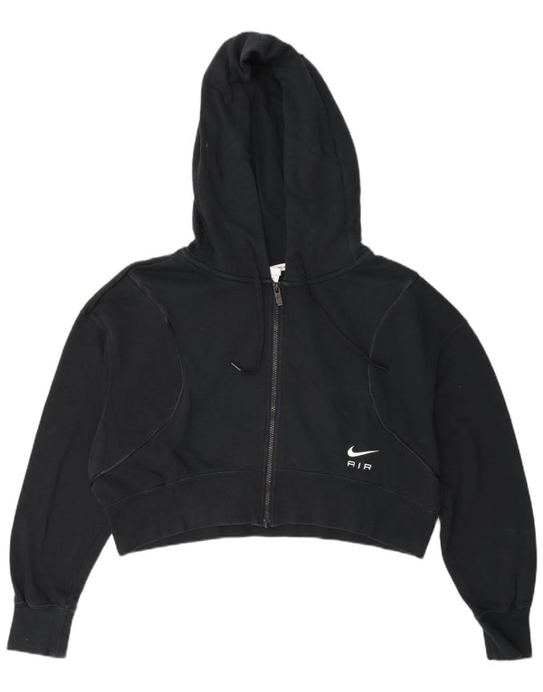 Nike Womens Crop Oversized hættetrøje med lynlås UK 10 Lille marineblå bomuld