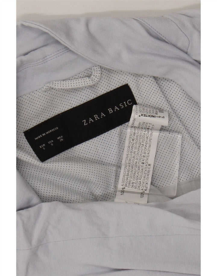 Zara Dame 1 Knap Blazer Jakke UK 10 Lille Blå Bomuld