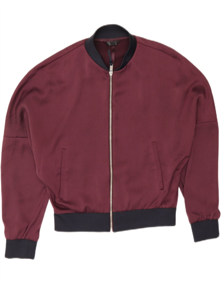 TOPSHOP Womens Bomber Jacket UK 8 Small Burgundy Vintage Topshop and Second-Hand Topshop from Messina Hembry 