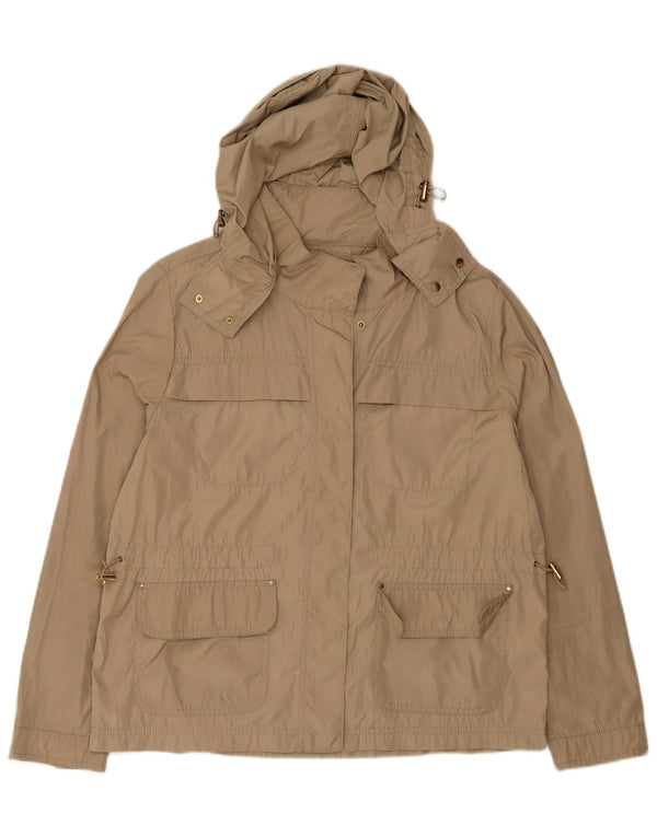Zara Dame Hooded Utility Jacket UK 18 XL Beige Polyester