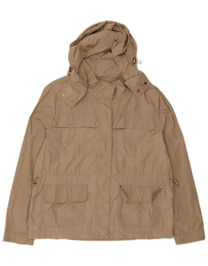 Zara Dame Hooded Utility Jacket UK 18 XL Beige Polyester