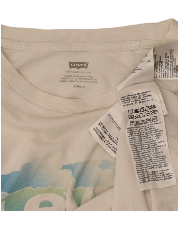 LEVI'S Womens Graphic T-Shirt Top UK 10 Small White Cotton