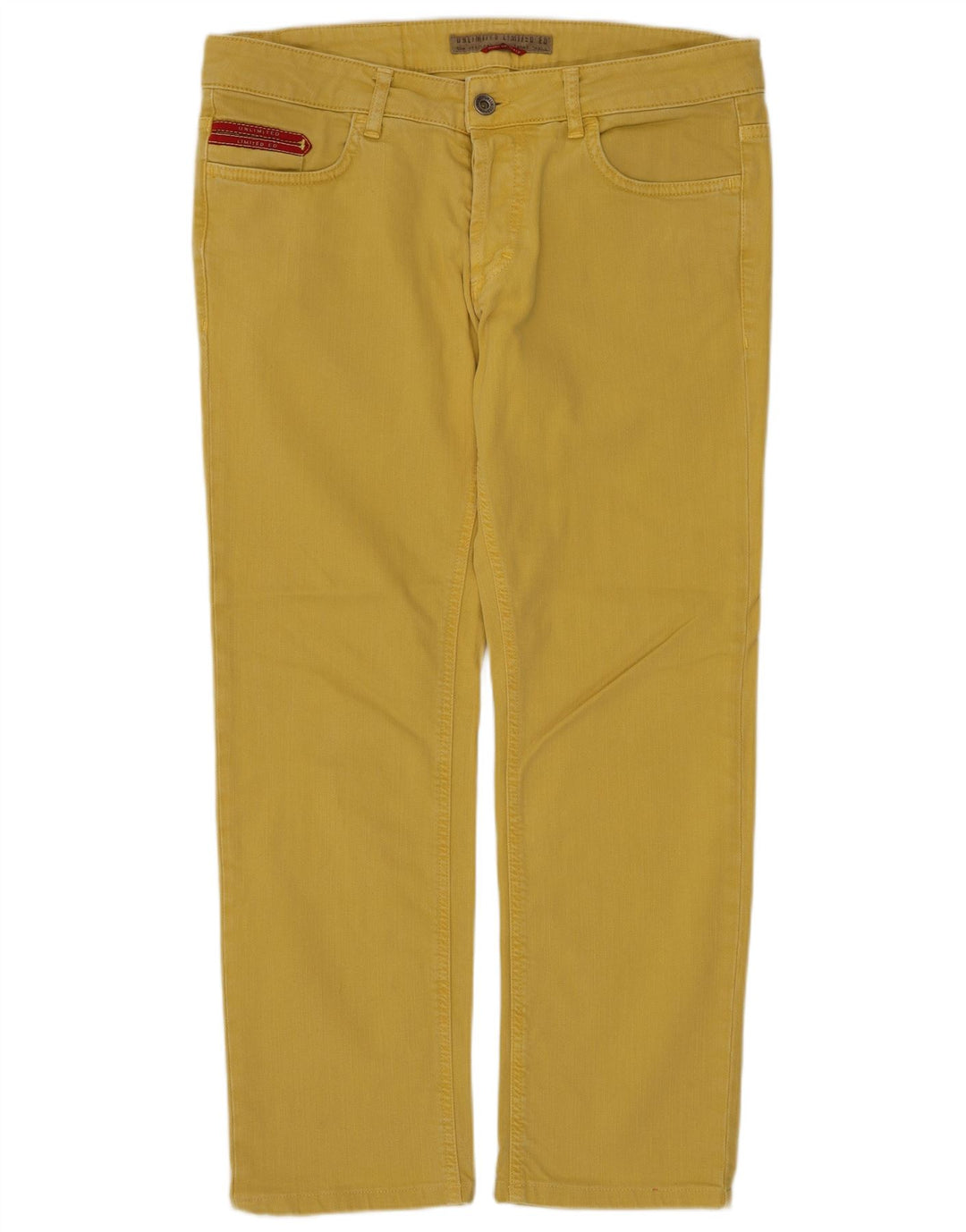 UBEGRÆNSET Herre cropped jeans W31 L25 gul bomuld