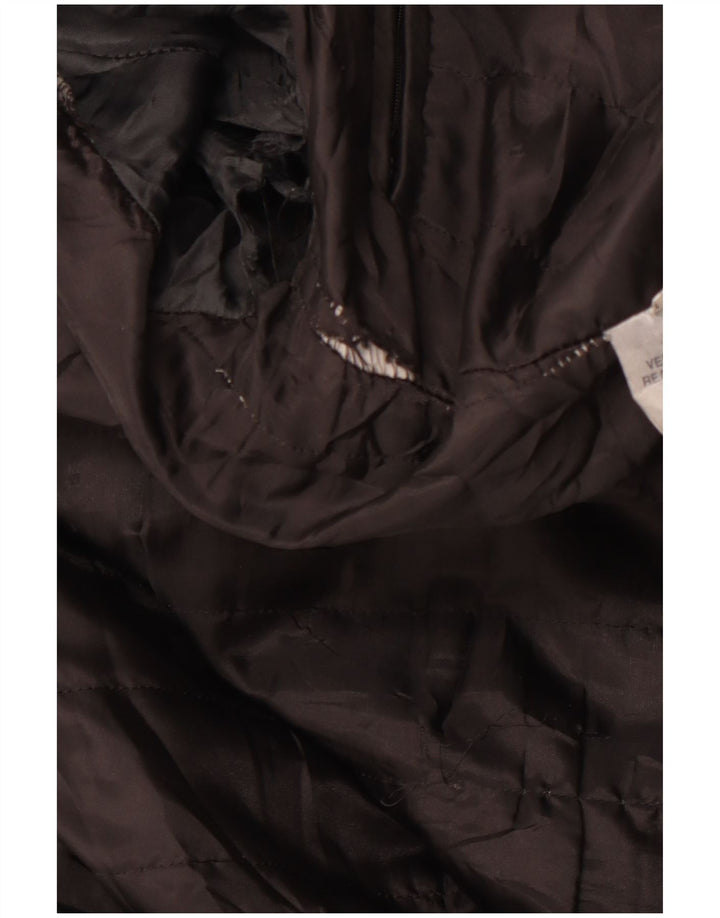 VINTAGE Herre Læder Racer Jakke IT 54 2XL Sort Læder