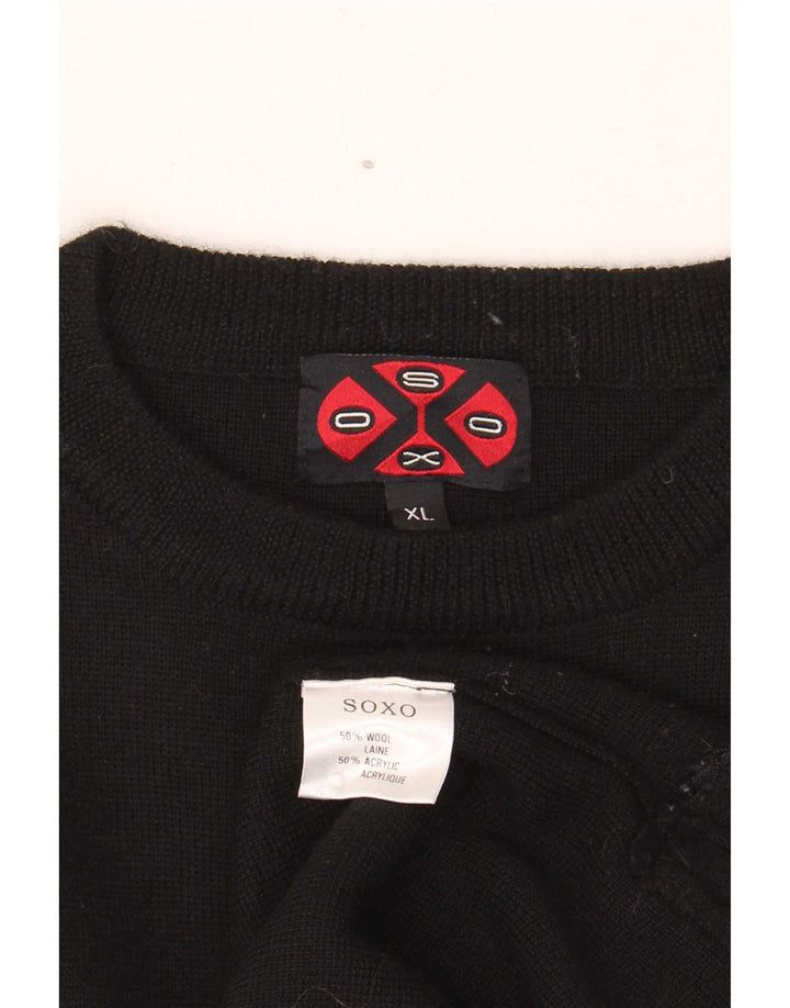 Soxo Herre Crew Neck Jumper Sweater XL Sort Colourblock Uld