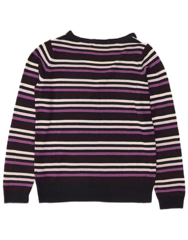 Marks & Spencer Womens V-Neck Jumper Sweater UK 10 Small Purple Striped