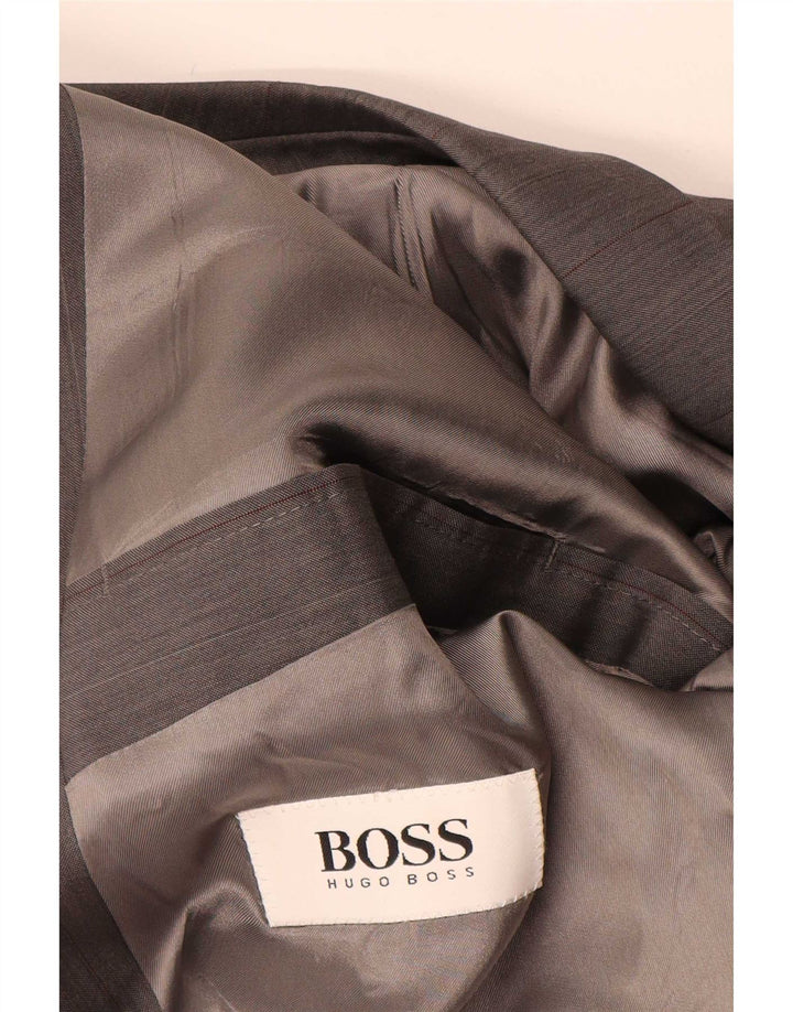 Hugo Boss Herre dobbeltradet blazerjakke IT 50 Stor gråstribet uld