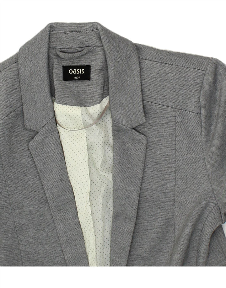 OASIS Womens 1 Button Blazer Jacket US 8 Medium Grey Polyester Vintage Oasis and Second-Hand Oasis from Messina Hembry 
