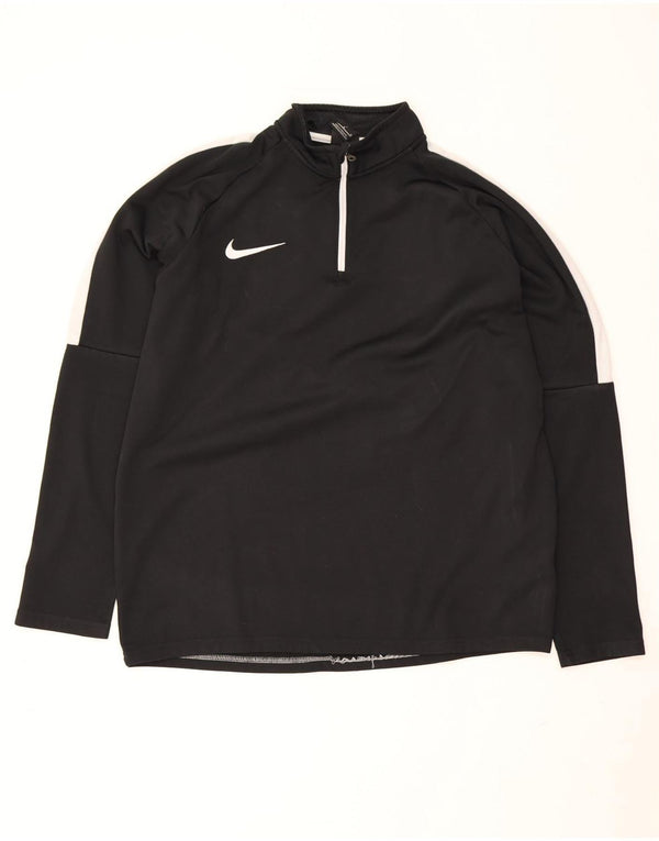 Nike Mens Dri Fit Zip Neck Pullover Tracksuit Top Medium Black Colourblock