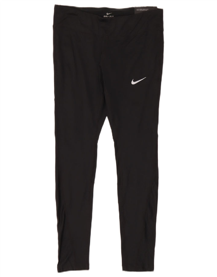 Nike Dame Dri Fit Leggings UK 14 Large Black Polyester