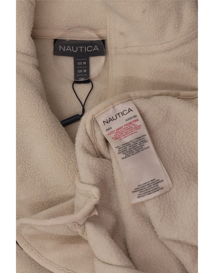 Nautica Herre grafisk lynlås hals Fleece Jumper Medium Off White Polyester