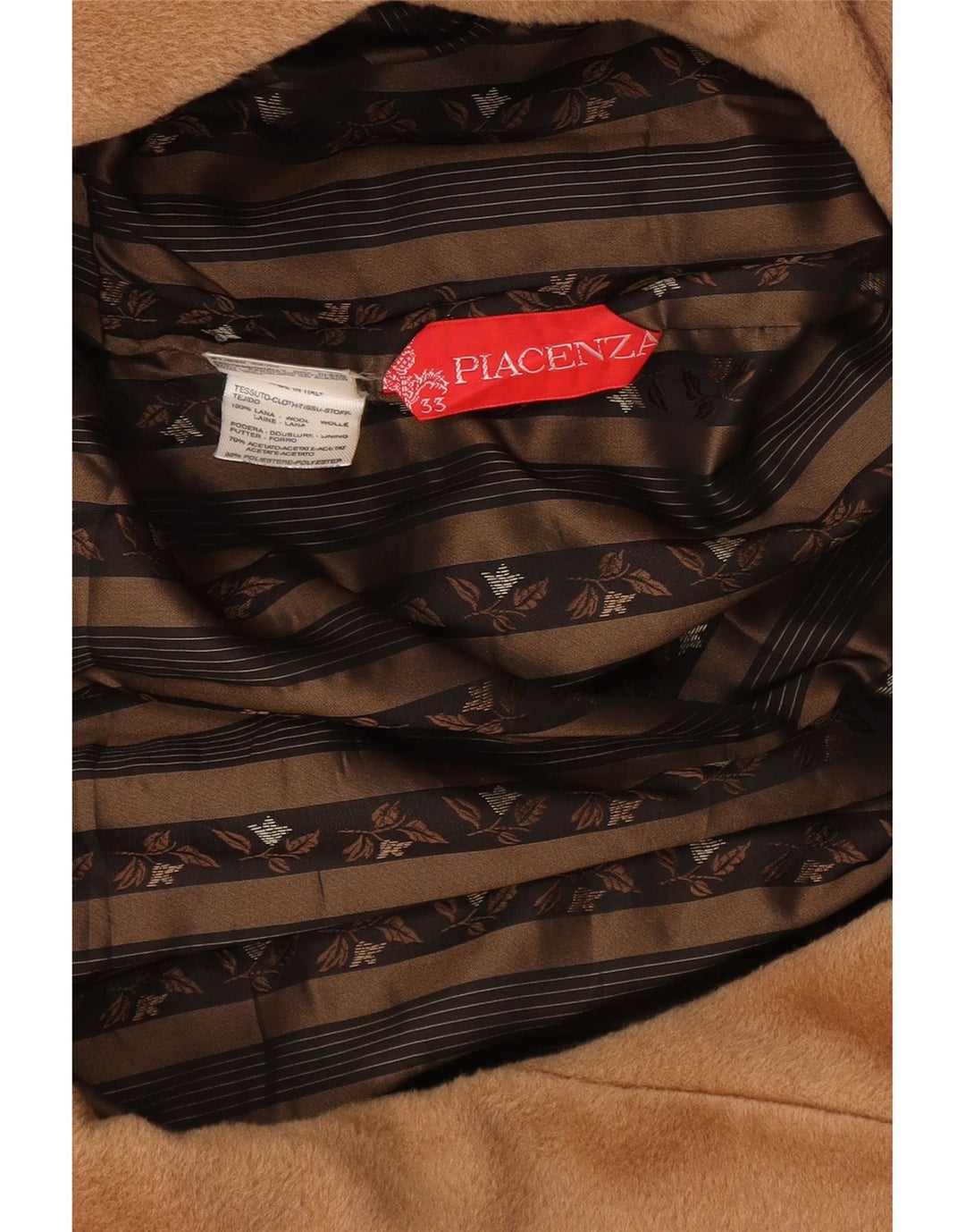 Piacenza Dame 3/4 ærmet overfrakke UK 12 Medium Beige Uld