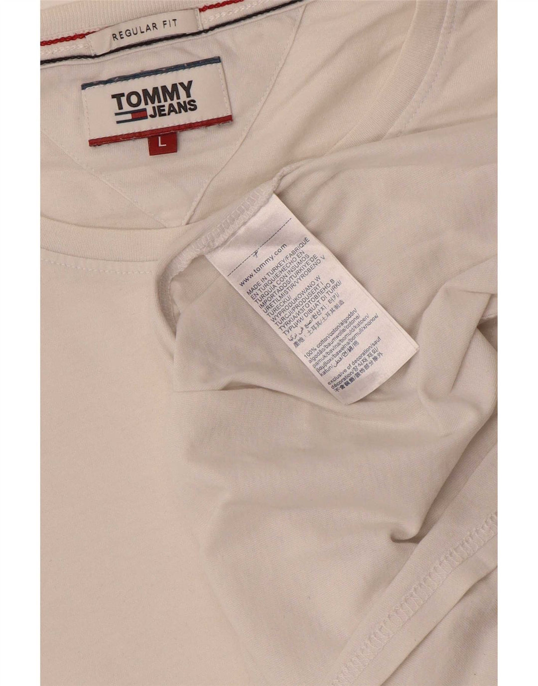 Tommy Hilfiger Herre Regular Fit T-Shirt Stor hvid bomuld
