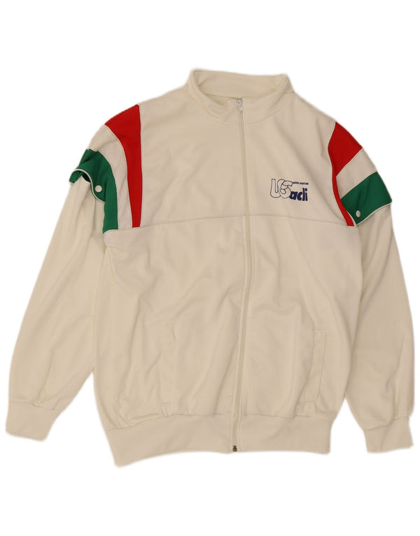 Vintage Herre grafisk træningsdragt Topjakke IT 54 XL Hvid Colourblock